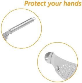 img 1 attached to 🍝 Set of 2 Stainless Steel Pot Strainers with Handles – Handheld Crescent Drainers for Pasta, Noodles, Fruits, Vegetables – Compatible with Pots up to 10 Inches