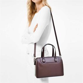 img 3 attached to 👜 Women's Satchel Barrel Bags with Top Handle and Long Shoulder Strap – Stylish Handbags for Work and Tote