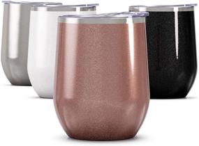 img 4 attached to Maars Bev Stainless Steel Stemless Wine Glass Tumbler: Vacuum Insulated 12 oz Cup, Spill Proof & Travel Friendly - Rose Gold