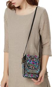 img 2 attached to 👛 Шикарная винтажная маленькая сумка через плечо для путешествий: стильная сумочка на руку для сотового телефона для женщин