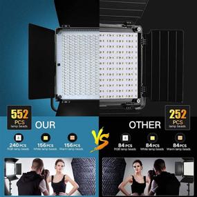 img 1 attached to Pixel 2 Packs RGB LED Photography Lighting: Full Color Video Light with 552PCS LED Beads, U Bracket and Barn Door for Video Shooting