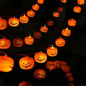 img 4 attached to 🎃 MILEXING Halloween LED Pumpkin String Lights, Outdoor Decorative Holiday Lights with 2 Modes - Steady/Flickering (20 Pumpkin Lights, 9.8 feet)