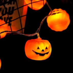 img 1 attached to 🎃 MILEXING Halloween LED Pumpkin String Lights, Outdoor Decorative Holiday Lights with 2 Modes - Steady/Flickering (20 Pumpkin Lights, 9.8 feet)