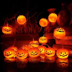 img 3 attached to 🎃 MILEXING Halloween LED Pumpkin String Lights, Outdoor Decorative Holiday Lights with 2 Modes - Steady/Flickering (20 Pumpkin Lights, 9.8 feet)