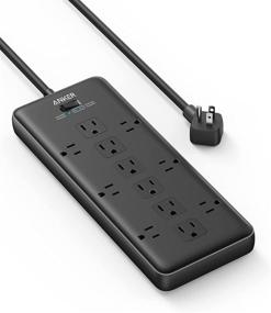 img 4 attached to Anker Power Strip Surge Protector: PowerExtend Strip, 12 Outlets, Flat Plug, Dual Surge Protection - Идеально для офиса и дома (2 × 4000 Джоулей)