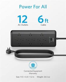 img 1 attached to Anker Power Strip Surge Protector: PowerExtend Strip, 12 Outlets, Flat Plug, Dual Surge Protection - Идеально для офиса и дома (2 × 4000 Джоулей)