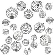 💎 enhance your creativity with 30 pcs silver plated spiral bead cages: perfect stone holder necklace pendants for jewelry making and crafting! logo