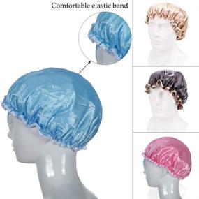 img 3 attached to 🚿 Etercycle Women's Waterproof Shower Cap - Reusable Double Layer Bathing Hair Cap for All Hair Lengths and Thicknesses (Black)