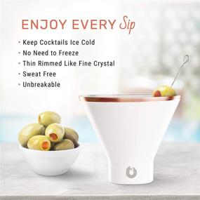 img 2 attached to 🍸 Snowfox Elegance Collection: Insulated Stainless Steel Martini & Margarita Glasses - Set of 2, White/Gold