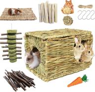 🐰 calymmny extra large rabbit grass house and hideout: 16 pcs bunny chew toys and edible grass hut for rabbits, guinea pigs, chinchillas, and squirrels логотип