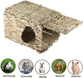 img 2 attached to 🐰 Calymmny Extra Large Rabbit Grass House and Hideout: 16 PCS Bunny Chew Toys and Edible Grass Hut for Rabbits, Guinea Pigs, Chinchillas, and Squirrels