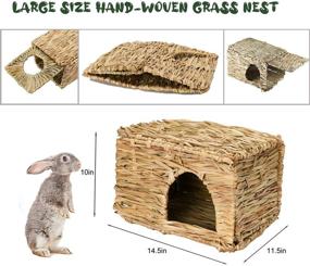 img 3 attached to 🐰 Calymmny Extra Large Rabbit Grass House and Hideout: 16 PCS Bunny Chew Toys and Edible Grass Hut for Rabbits, Guinea Pigs, Chinchillas, and Squirrels