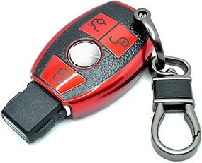 img 4 attached to CTRINEWS For Mercedes Benz Key Fob Cover With Leather Keychain