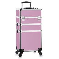 💄 amazon oudmay 3-in-1 aluminum makeup case - professional rolling cosmetic beauty storage with folding trays and large compartments in pink logo