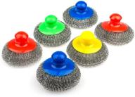 6 pack of ofxdd large stainless steel sponges with handle - metal sponge scrubbers for effective cleaning logo