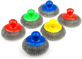 img 3 attached to 6 Pack of OFXDD Large Stainless Steel Sponges with Handle - Metal Sponge Scrubbers for Effective Cleaning