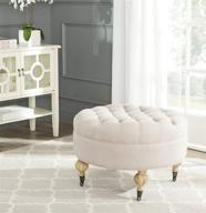 safavieh clara taupe round tufted ottoman for home collection logo