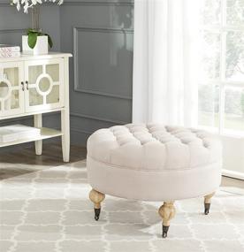 img 4 attached to Safavieh Clara Taupe Round Tufted Ottoman for Home Collection