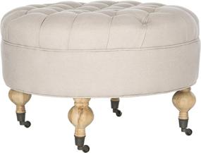 img 3 attached to Safavieh Clara Taupe Round Tufted Ottoman for Home Collection