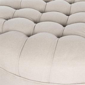 img 2 attached to Safavieh Clara Taupe Round Tufted Ottoman for Home Collection