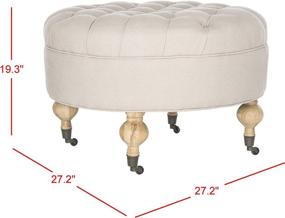 img 1 attached to Safavieh Clara Taupe Round Tufted Ottoman for Home Collection