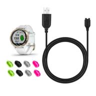 💪 jiujoja charger and sync data cable for garmin approach s40/fenix 5s, with free 2pcs hd tempered glass screen protector and 8pcs charger port protector, ideal for fenix 5s sports smart watch logo