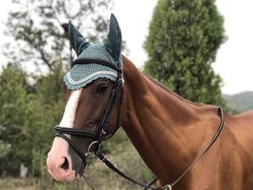 img 4 attached to 🐴 TGW RIDING Full Peacock Green Horse Ear Bonnet: Protecting and Styling Your Horse with Horse Hood/Mask Horse Veil Horse Ear Bonnet/Net/Hat