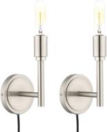 phansthy wall sconce with switch simplicity plug in wall sconce set of two (brushed nickle) логотип