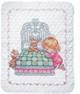 🛏️ tobin bedtime prayer girl baby quilt - stamped cross stitch kit | 36x43 inches | includes gift card logo