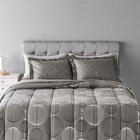 img 4 attached to 🛏️ Amazon Basics 7-Piece Lightweight Microfiber Bed-In-A-Bag Comforter Bedding Set – Full/Queen, Industrial Gray: Complete Bedroom Ensemble for Ultimate Comfort