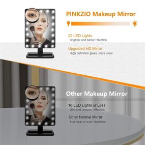 img 3 attached to 💄 PINKZIO Lighted Makeup Mirror with Lights - 1X 10X Magnification LED Makeup Mirror, Portable Magnifying Vanity Mirror with Touch Screen - Black