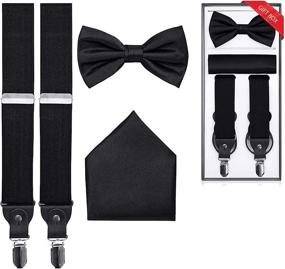 img 4 attached to 👔 Burgundy Men's Suspender Set with Matching Hanky
