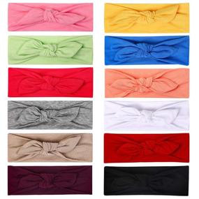 img 2 attached to Fashionable 12pcs Cotton Stretchy Headbands with Bows for Women's Sports and Style