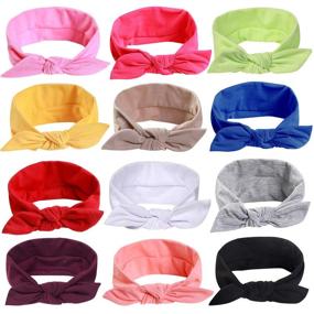 img 3 attached to Fashionable 12pcs Cotton Stretchy Headbands with Bows for Women's Sports and Style