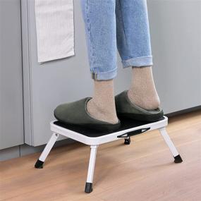 img 3 attached to 🪜 Navaris Portable Step Stool - Compact Folding One Step Ladder - Lightweight Metal Stool with Carry Handle and 330 lbs. Weight Capacity