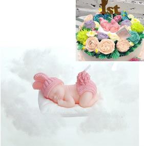img 4 attached to 🎂 FLYPARTY Children's Birthday Candles: Handmade Sleeping Baby Cake Topper Candle with Greeting Card – Perfect for Baby Showers, Weddings, and Festive Parties (Pink Girl)