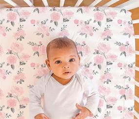 img 3 attached to The Peanutshell 2 Pack Crib Sheet Set for Baby Girls in Pink Roses & Ditsy Floral Pattern