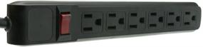 img 4 attached to Black 6 Outlet Surge Protector Power Strip with Rotating Flat Plug, 15A 120V, 4ft Cord