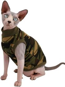 img 4 attached to 🐱 Camo Sphynx Cat Cute Breathable Summer Cotton T-Shirts Pet Clothes