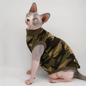 img 1 attached to 🐱 Camo Sphynx Cat Cute Breathable Summer Cotton T-Shirts Pet Clothes