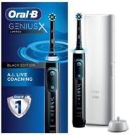 oral-b genius x limited: электрическая зубная щетка с ии, 1 насадка, чехол для путешествий - полуночно-черный. логотип