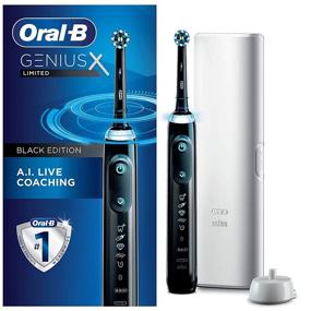 img 4 attached to Oral-B Genius X Limited: Электрическая зубная щетка с ИИ, 1 насадка, чехол для путешествий - полуночно-черный.