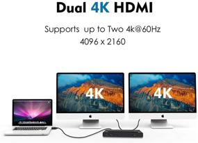 img 1 attached to 🔌 WAVLINK USB C Док-станция: Двойные 4K DP/HDMI, 60W Подача Энергии, 5K/Двойные 4K @60 Гц для USB-C и Thunderbolt 3. Совместима с Windows и Mac (2xDP 1.2, 2xHDMI 2.0, 5xUSB, LAN)