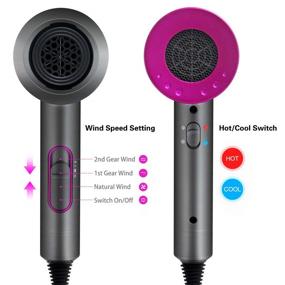 img 3 attached to 💨 1800W Ionic Hair Dryer: Powerful AC Motor, Fast Hair Care - Home Salon, Travel, Pregnancy & Kids - Heat Hot/Cold Wind, Constant Temperature - 2 Nozzles, 1 Diffuser Comb