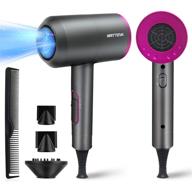 💨 1800w ionic hair dryer: powerful ac motor, fast hair care - home salon, travel, pregnancy & kids - heat hot/cold wind, constant temperature - 2 nozzles, 1 diffuser comb logo