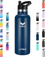 🌊 vmini water bottle - 22 oz stainless steel & vacuum insulated, standard mouth, new wide handle straw lid, blue logo