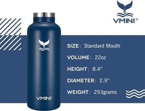 img 1 attached to 🌊 Vmini Water Bottle - 22 oz Stainless Steel & Vacuum Insulated, Standard Mouth, New Wide Handle Straw Lid, Blue