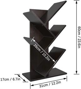 img 2 attached to 📚 ZZBIQS 5-Shelf Tree Bookshelf: Premium Wood Books Holder for Books, Magazines, CDs, and Photo Albums in Living Room, Home, Office - Walnut Black