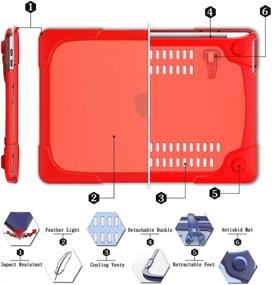 img 3 attached to 🔴 Red Protective Case for MacBook Pro 16 inch A2141 [2019 Release], Dual Layer Strong Case with Rubberized TPU Bumper for MacBook Pro 16'' with Touch Bar and Touch ID