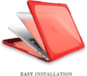 img 1 attached to 🔴 Red Protective Case for MacBook Pro 16 inch A2141 [2019 Release], Dual Layer Strong Case with Rubberized TPU Bumper for MacBook Pro 16'' with Touch Bar and Touch ID